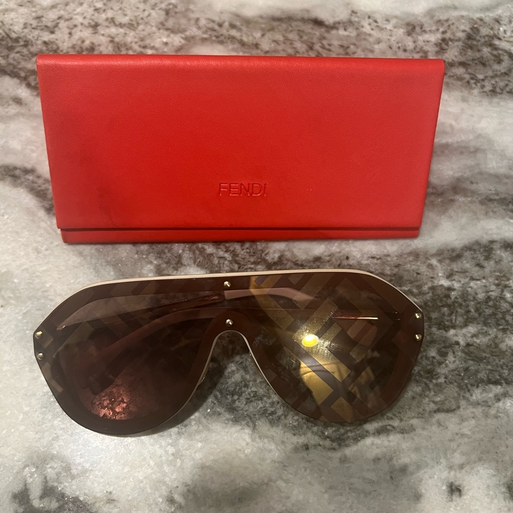 Fendi Brown Sunglasses with Red Case